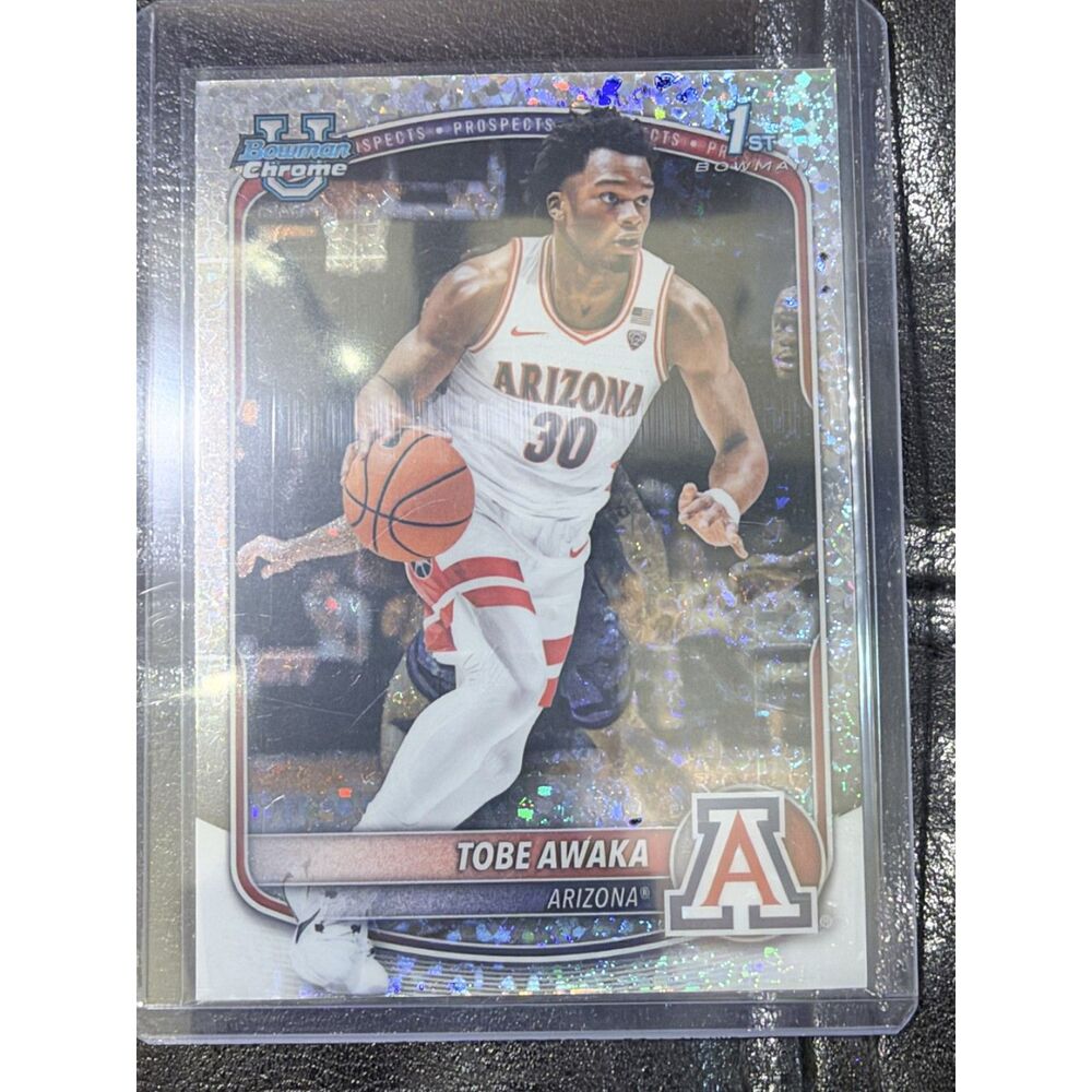 2025-26 Bowman University Chrome Tobe Awaka 1st Bowman Speckle